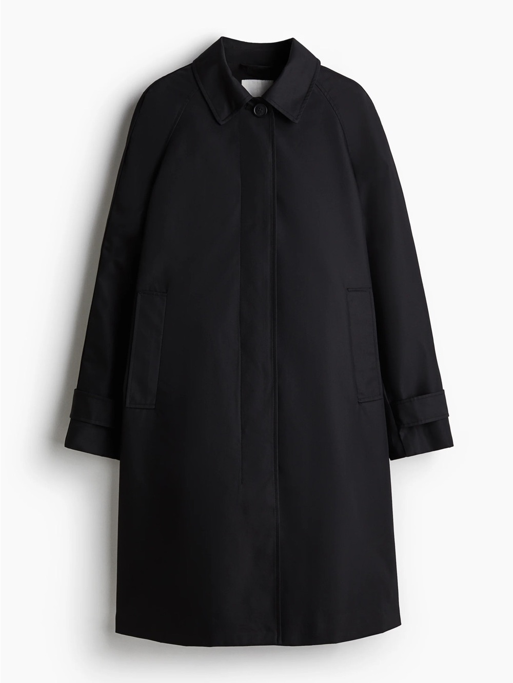 NWOT H&M Black Twill Car Coat